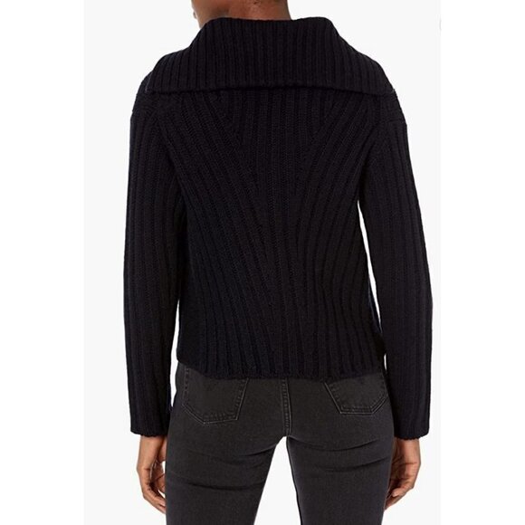 NWT Vince. Size XXS Rib Transfer Full Zip Wool/Cashmere Sweater Navy MSRP $475 - Picture 2 of 15